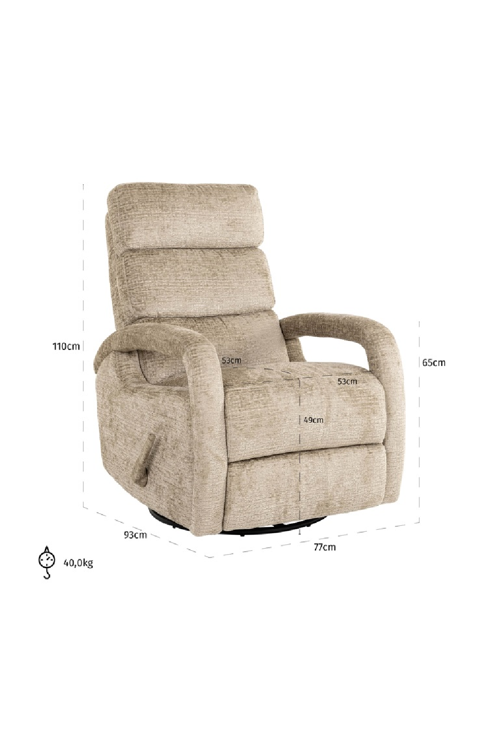 Upholstered Reclining Swivel Chair | Richmond Interiors Denvi | Oroa.com