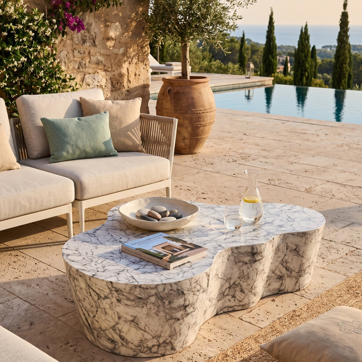 White Marble Outdoor Coffee Table | Oroa.com
