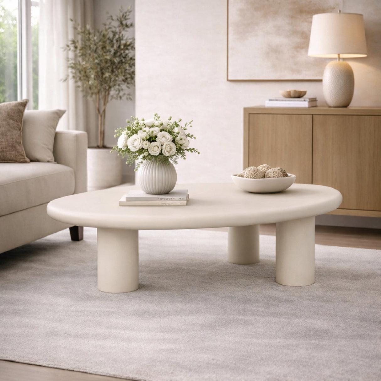 Beige Organic-Shaped Coffee Table | Oroa.com