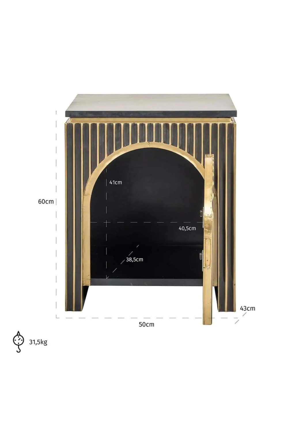 Arched 1-Door Nightstand | Richmond Interiors Les Arcs | Oroa.com