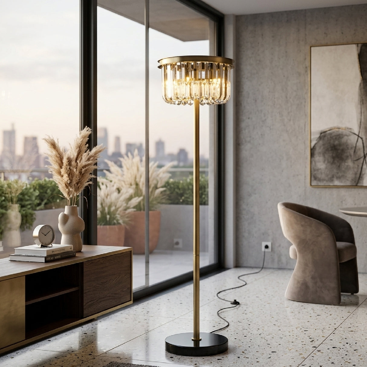 Curved Glass Floor Lamp | Oroa.com