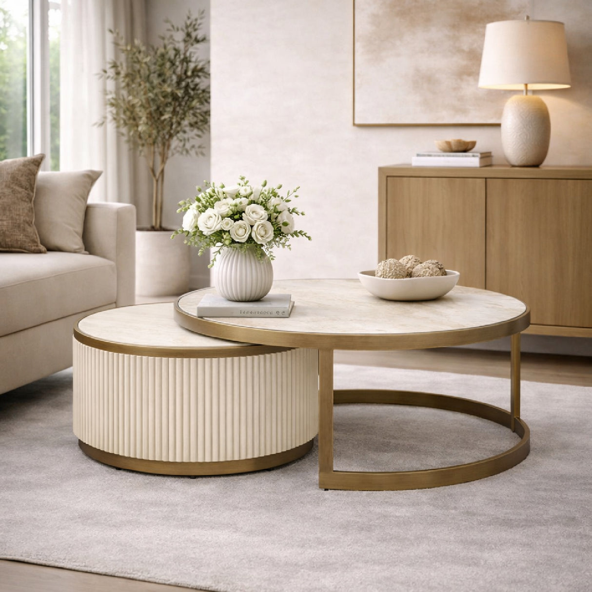 White Ceramic Nesting Coffee Tables (2) | Oroa.com