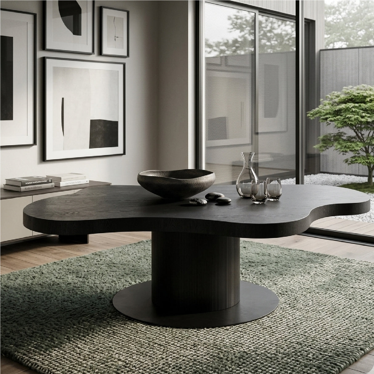 Black Organic-Shaped Dining Table | Oroa.com