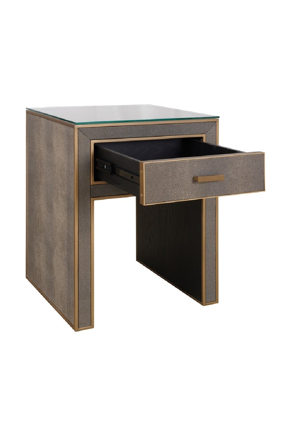 Brown Leather 1-Drawer Nightstand | Richmond Interiors Bloomville | Oroa.com
