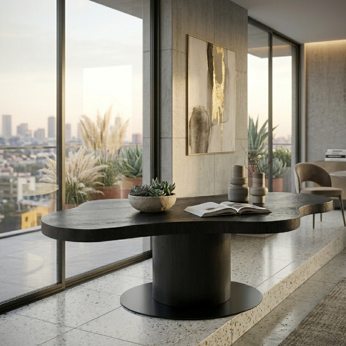 Black Organic-Shaped Dining Table | Oroa.com
