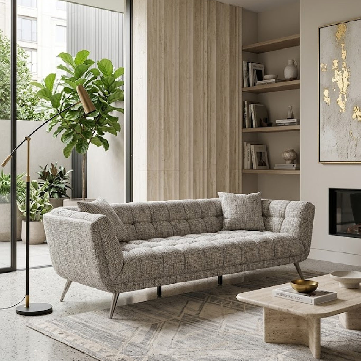 Gray Tufted Sofa | Oroa.com