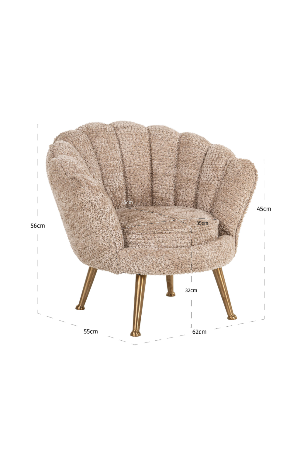 Beige Scalloped Kid's Lounge Chair | Richmond Interiors Charly | Oroa.com