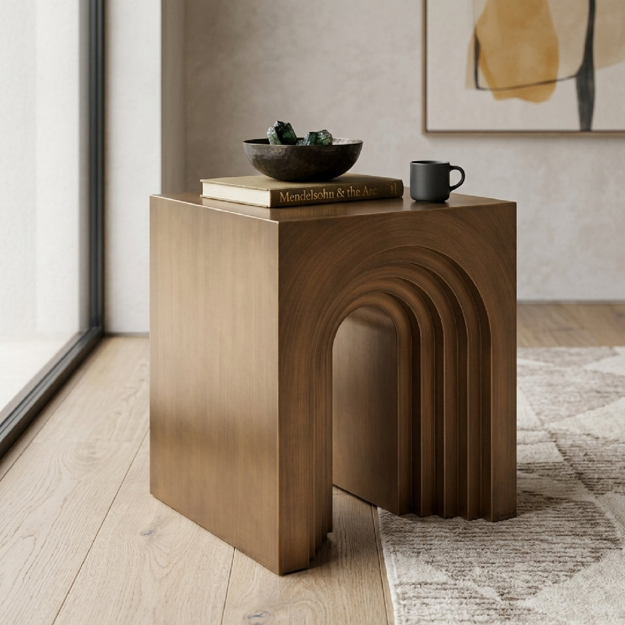 Arched Brushed Gold End Table | Oroa.com
