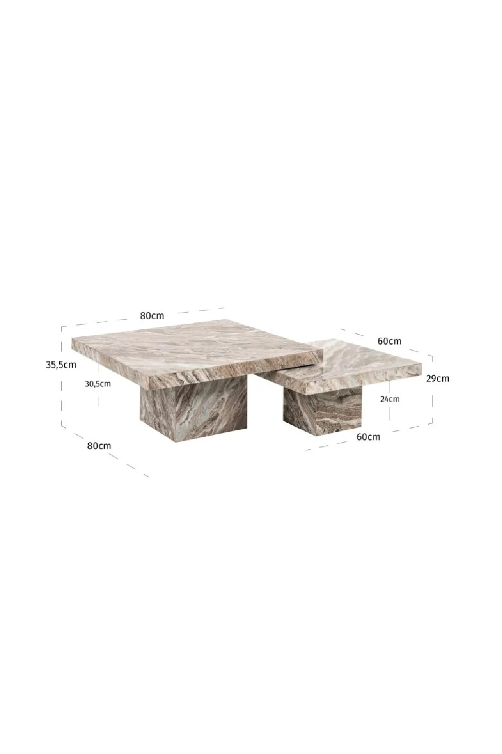 Square Marble Coffee Table Set (2) | Richmond Interiors Rashford | Oroa.com