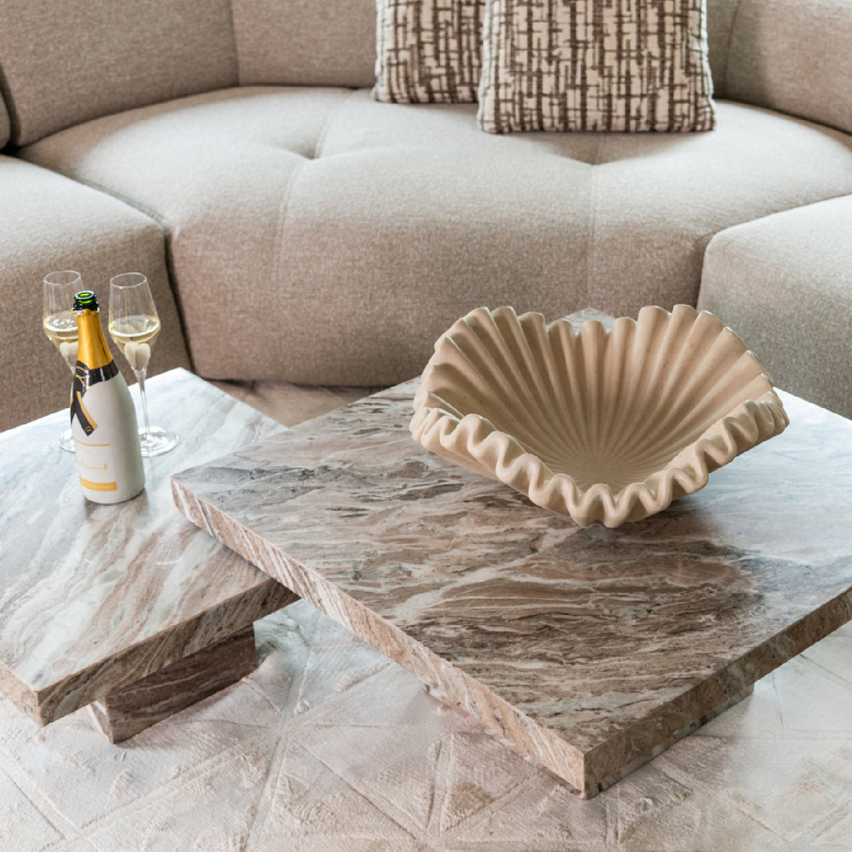 Square Marble Coffee Table Set (2) | Oroa.com