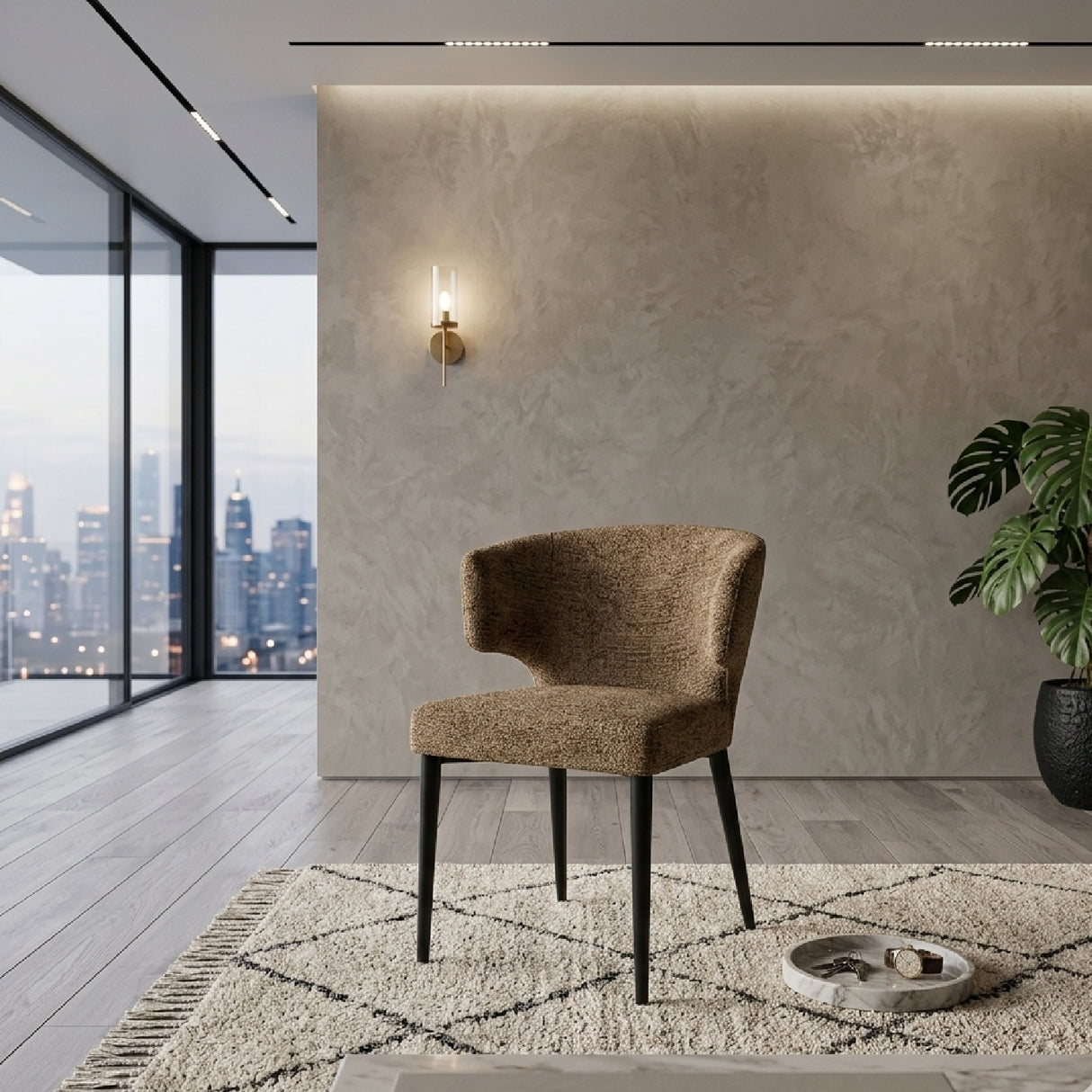 Brown Curved Back Dining Chair | Oroa.com