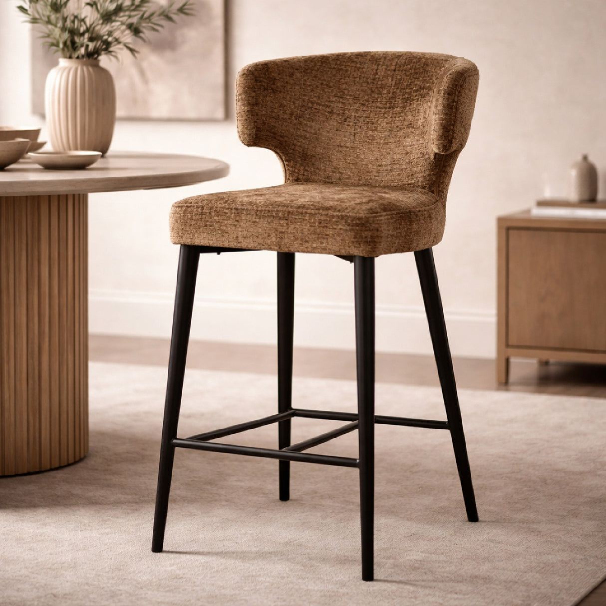 Brown Upholstered Counter Stool | Oroa.com