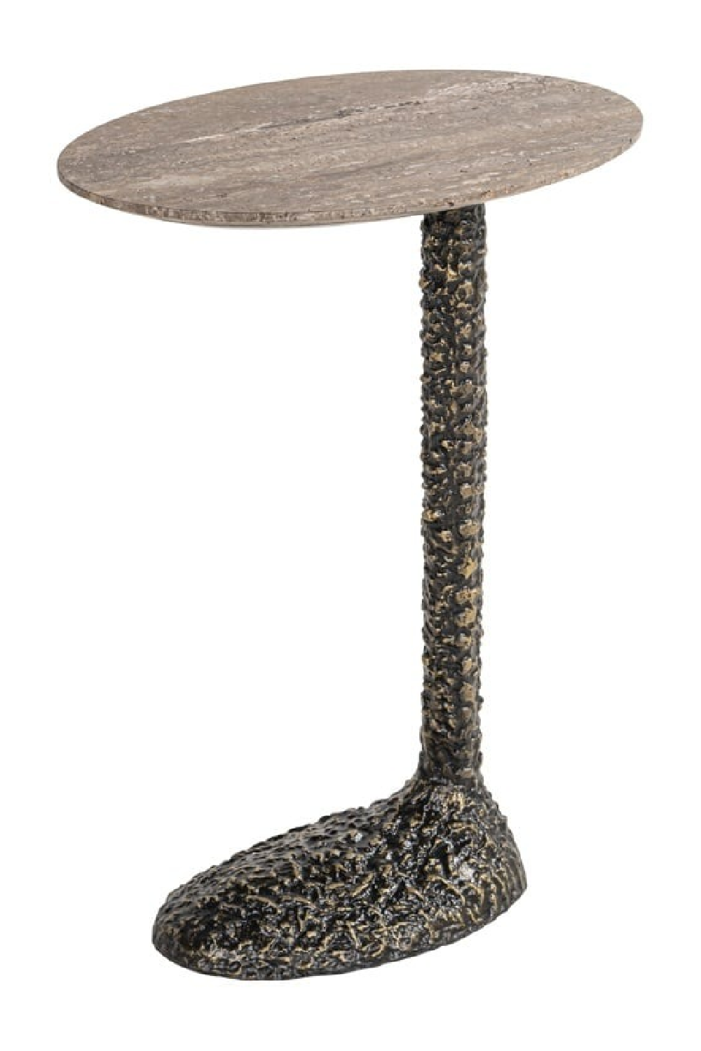 Oval Brown Travertine End Table | Richmond Interiors Arosa | Oroa.com