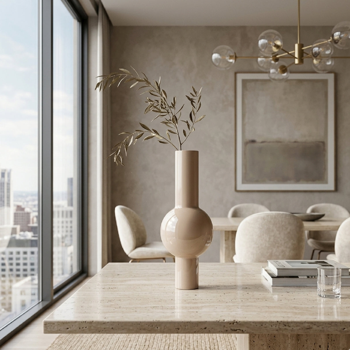 White Tubular Enamel Vase | Oroa.com