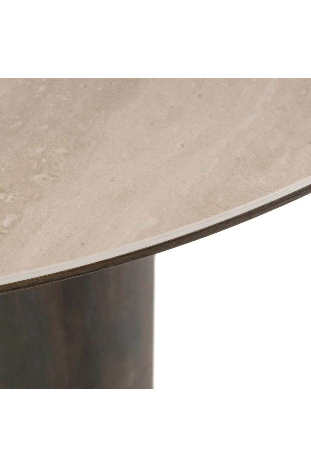 Round Brown Travertine Dining Table | Oroa.com