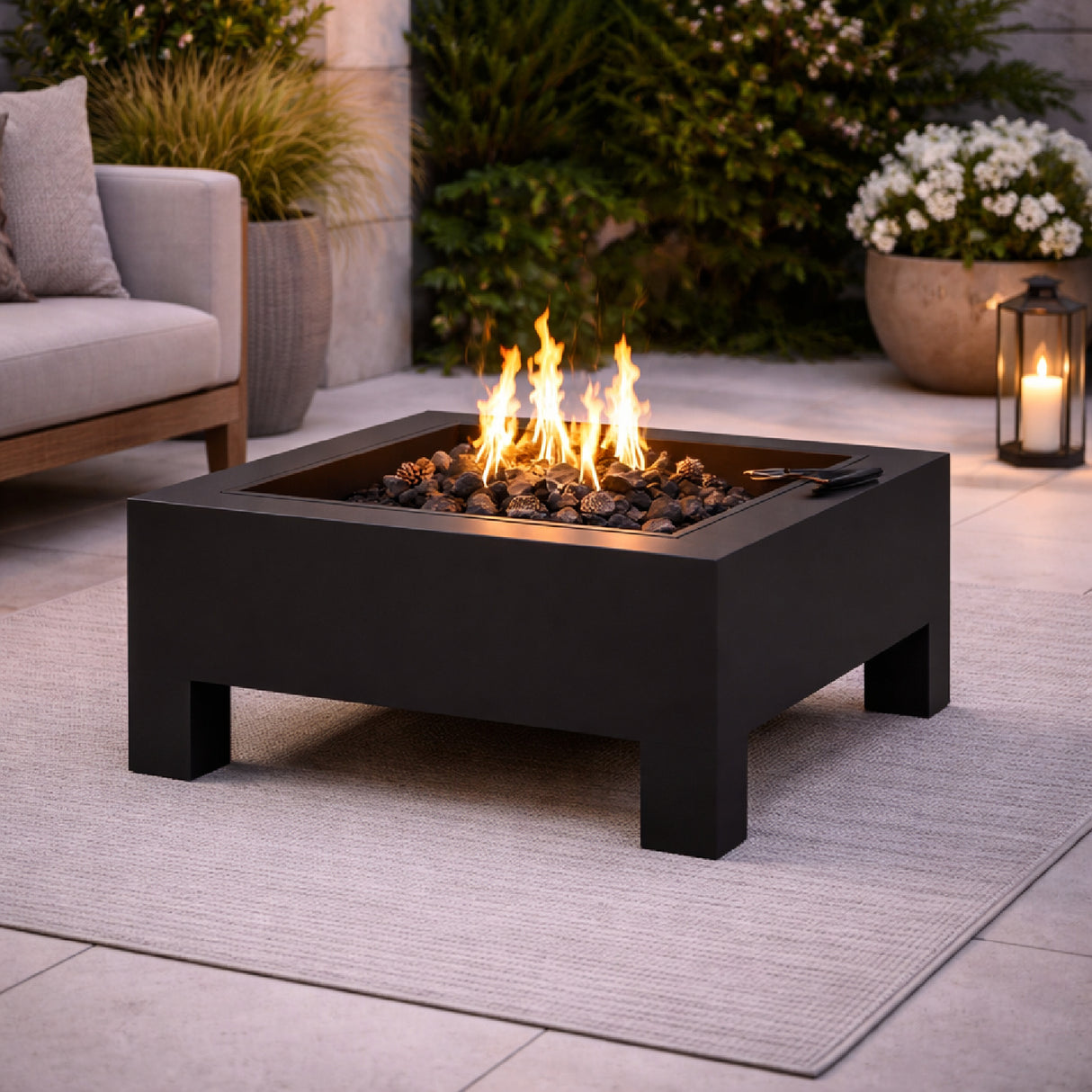 Black Square Fire Pit | Oroa.com