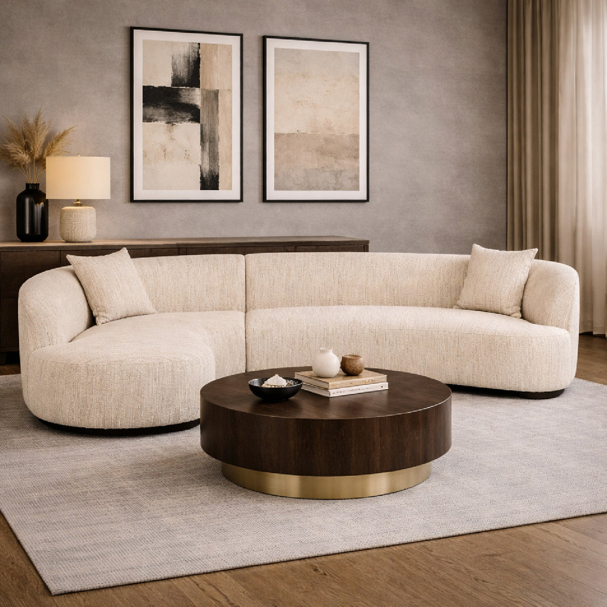 Beige Curved Lounge Sofa | Oroa.com
