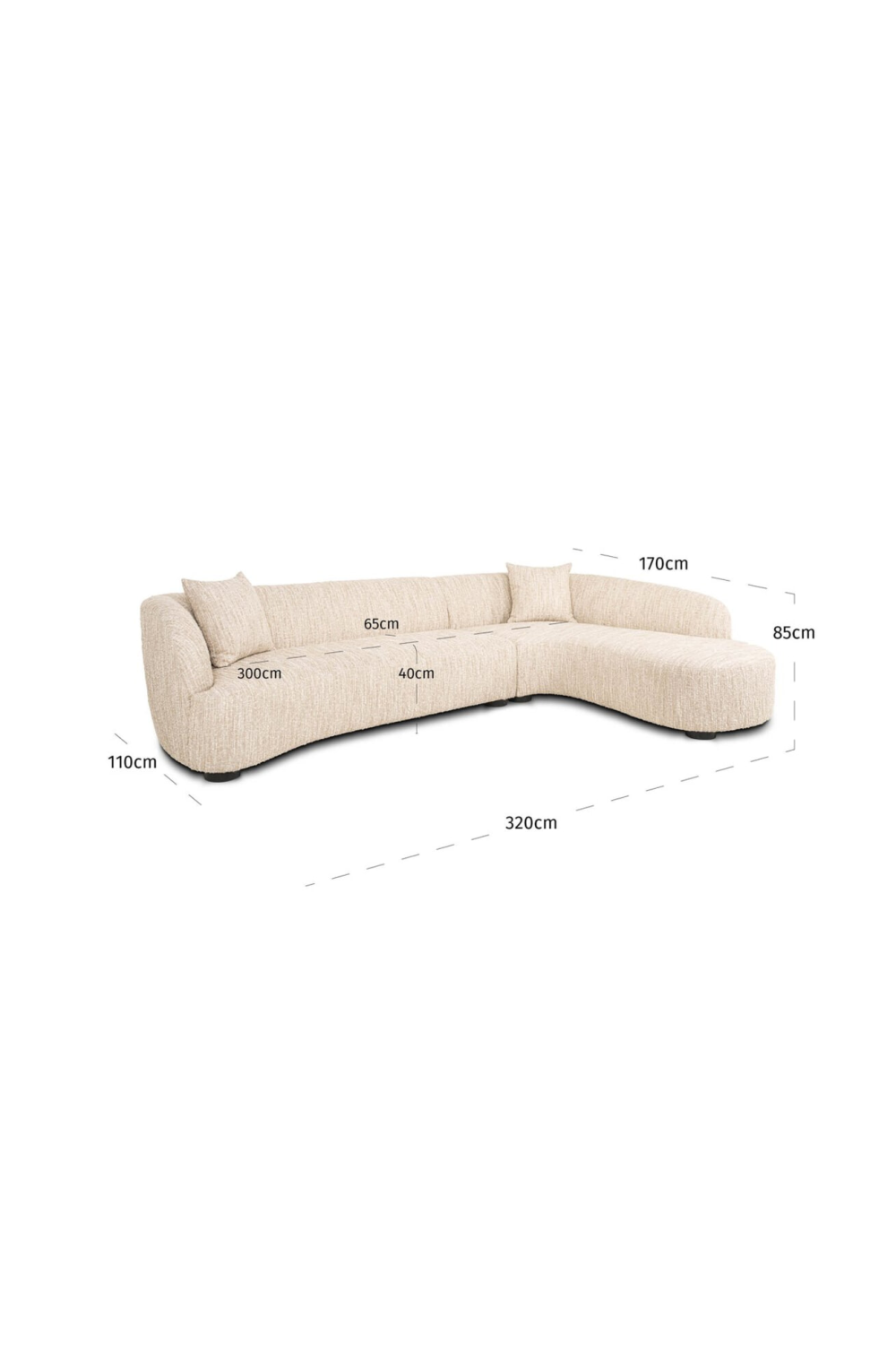 Beige Curved Lounge Sofa | Richmond Interiors Pandora | Oroa.com