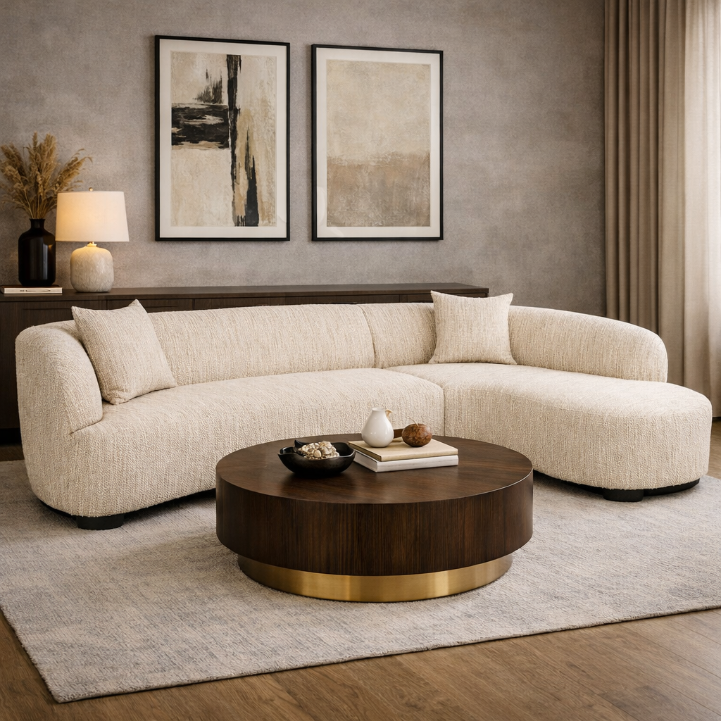 Beige Curved Lounge Sofa | Oroa.com