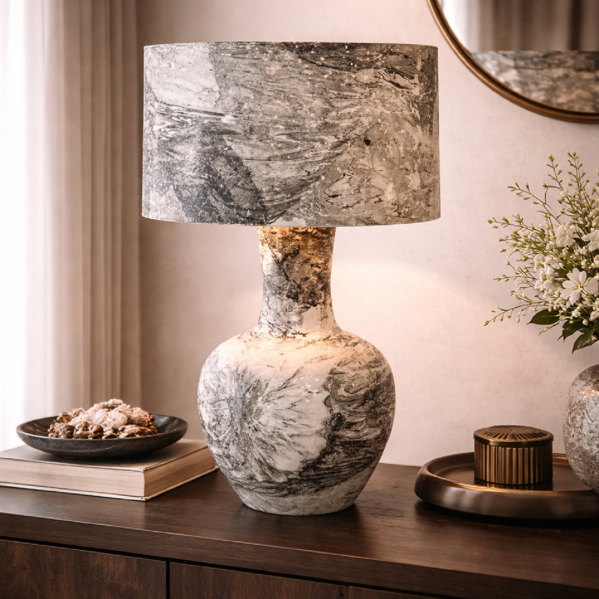 Black & White Swirl Table Lamp | Oroa.com
