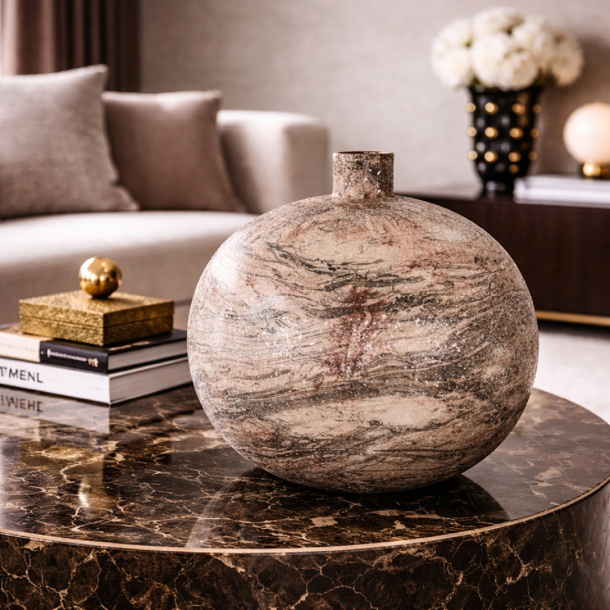 Beige Round Vase | Oroa.com