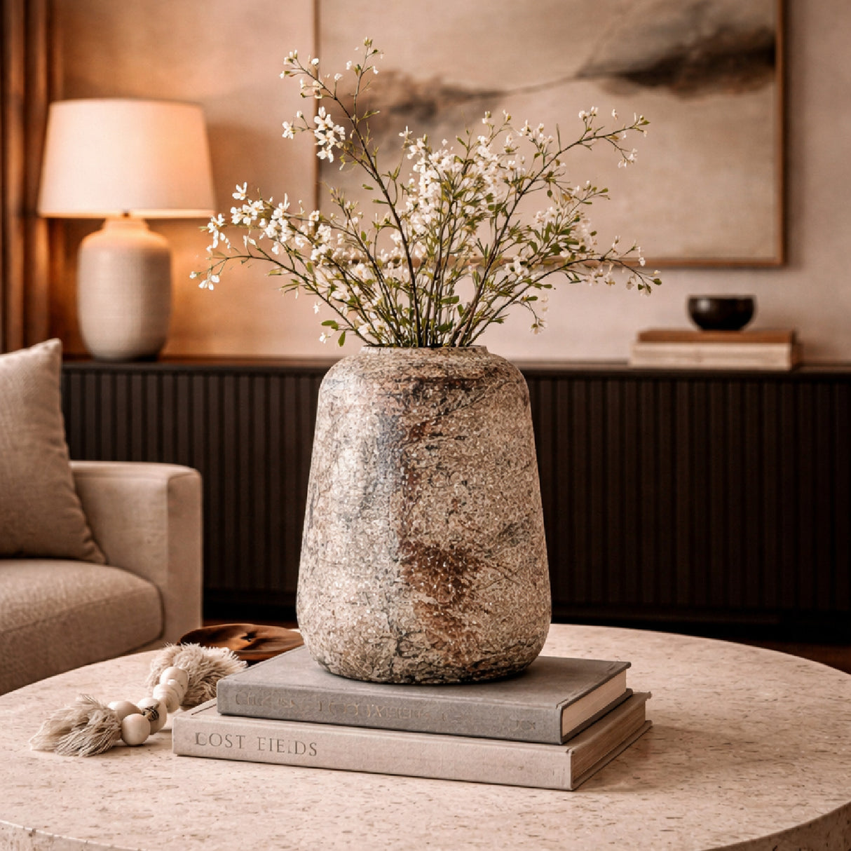 Modern European furniture - Beige Iron Vase - www.oroa.com | Oroa.com
