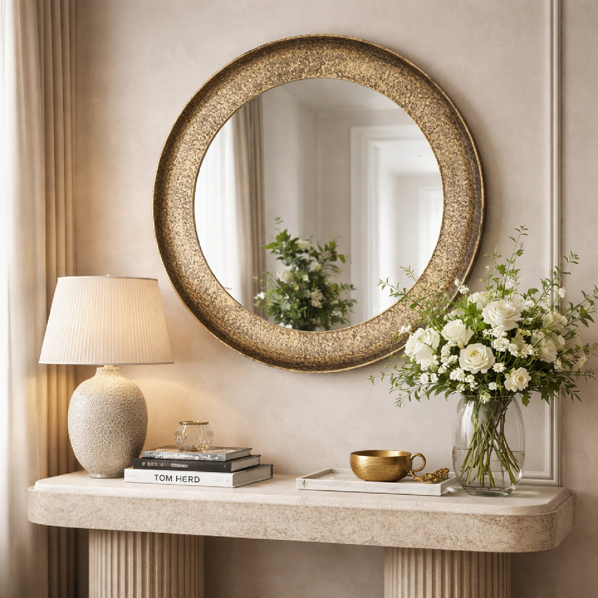 Aged Gold Round Mirror | Oroa.com
