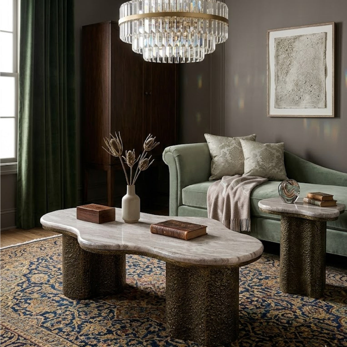 Modern European furniture - Organic-Shaped Marble Coffee Table - www.oroa.com