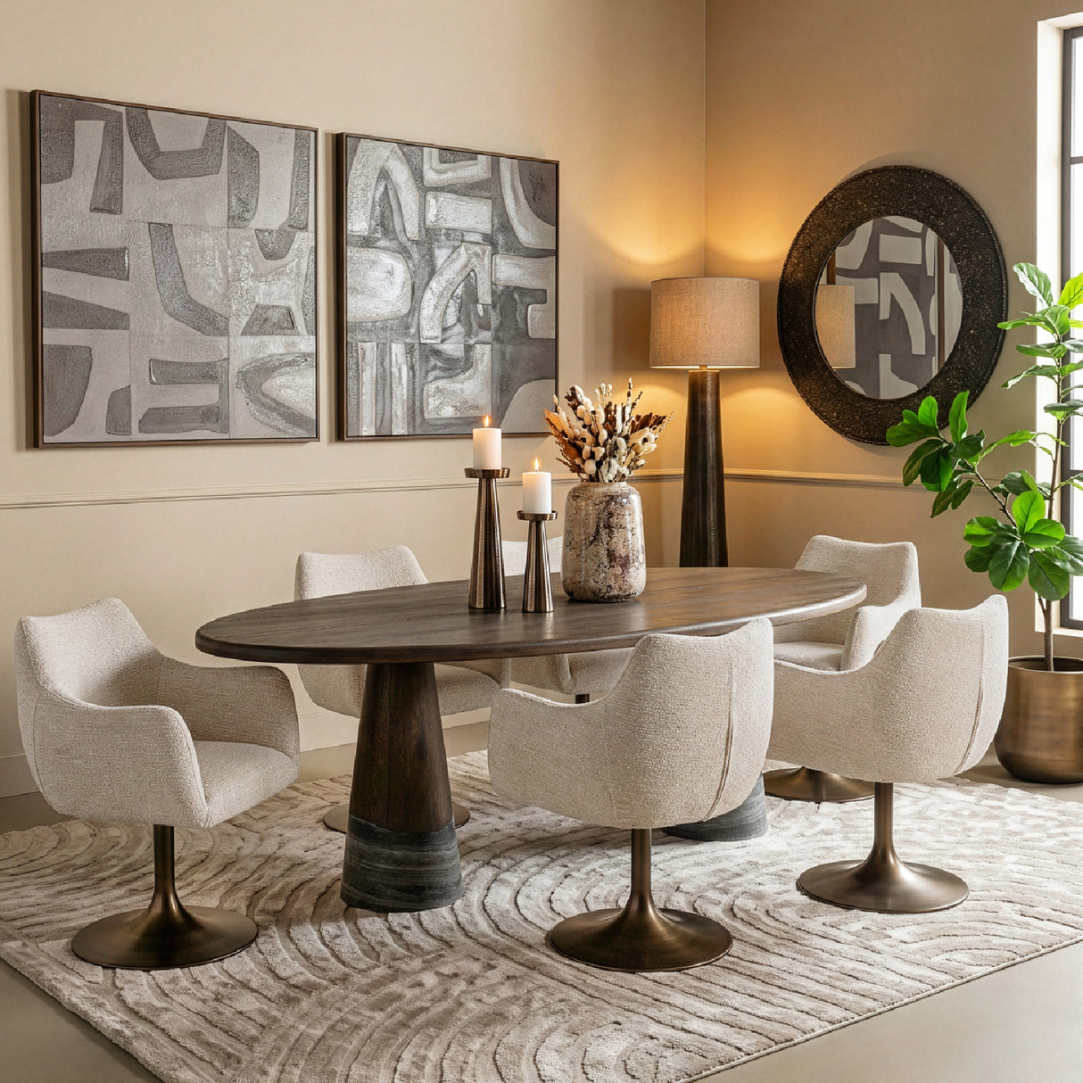 Modern European furniture - Upholstered Dining Swivel Chair - www.oroa.com | Oroa.com