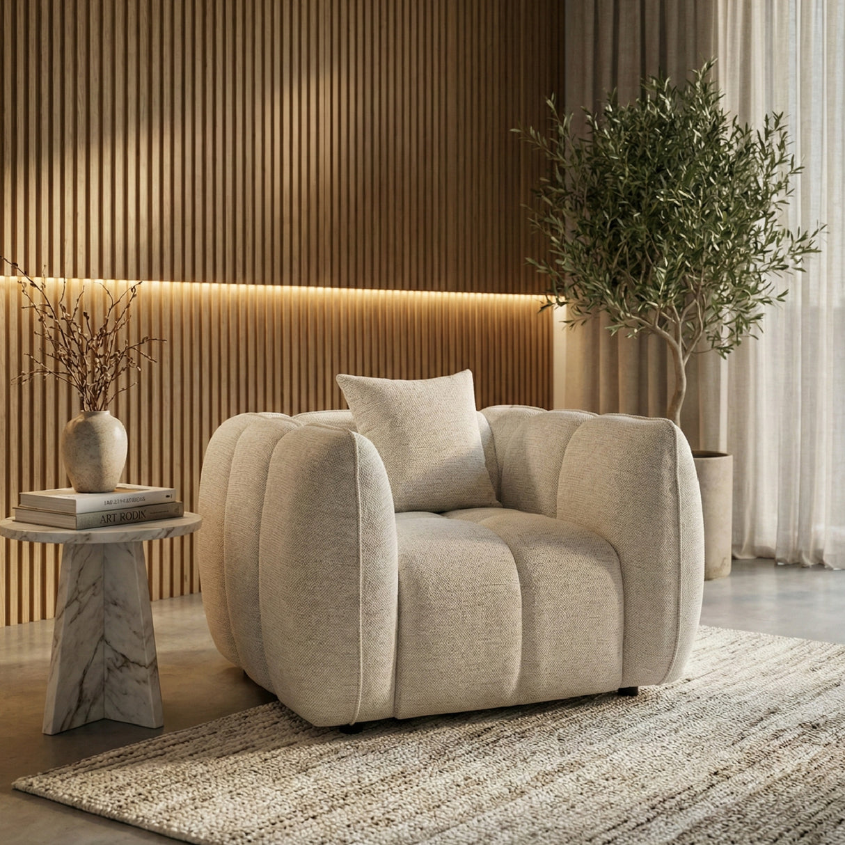 Cream Chunky Lounge Chair | Oroa.com
