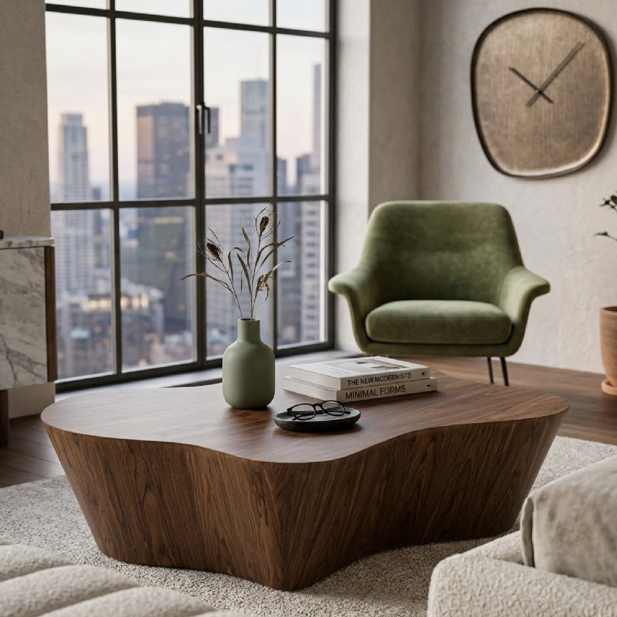 Modern European furniture - Organic-Shaped Walnut Coffee Table - www.oroa.com | Oroa.com