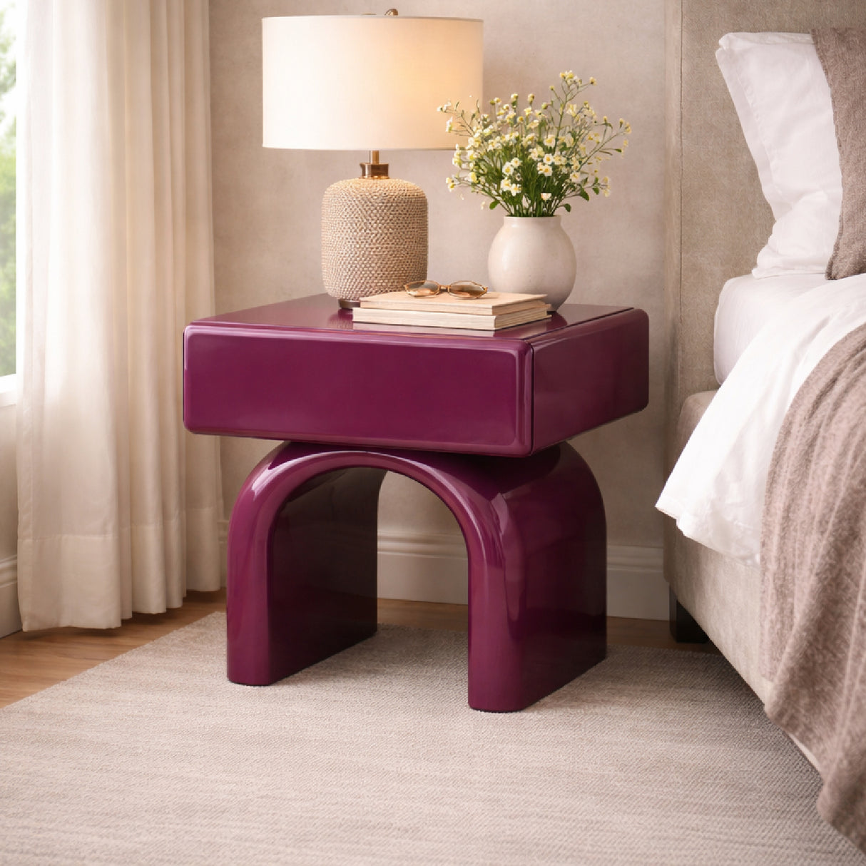 Modern European furniture - Modern Arched 1-Drawer Nightstand - www.oroa.com | Oroa.com
