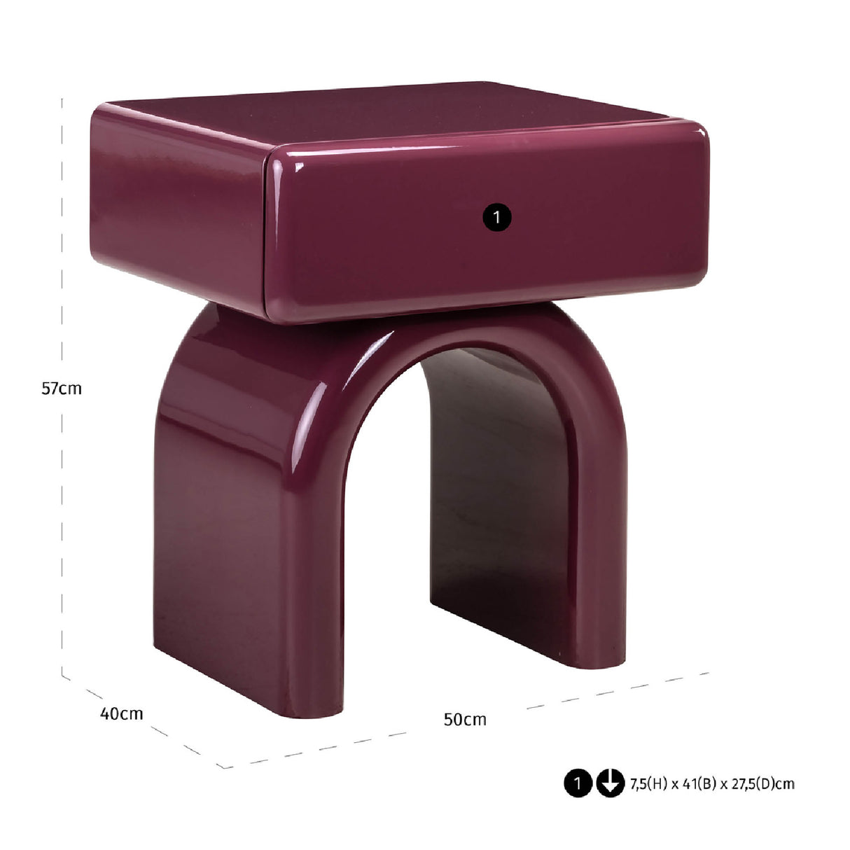 Modern European furniture - Modern Arched 1-Drawer Nightstand - www.oroa.com | Oroa.com