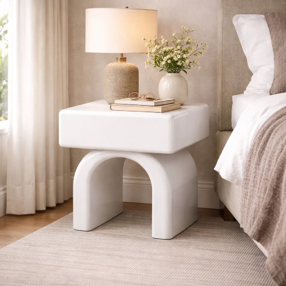 Modern European furniture - Modern Arched 1-Drawer Nightstand - www.oroa.com | Oroa.com