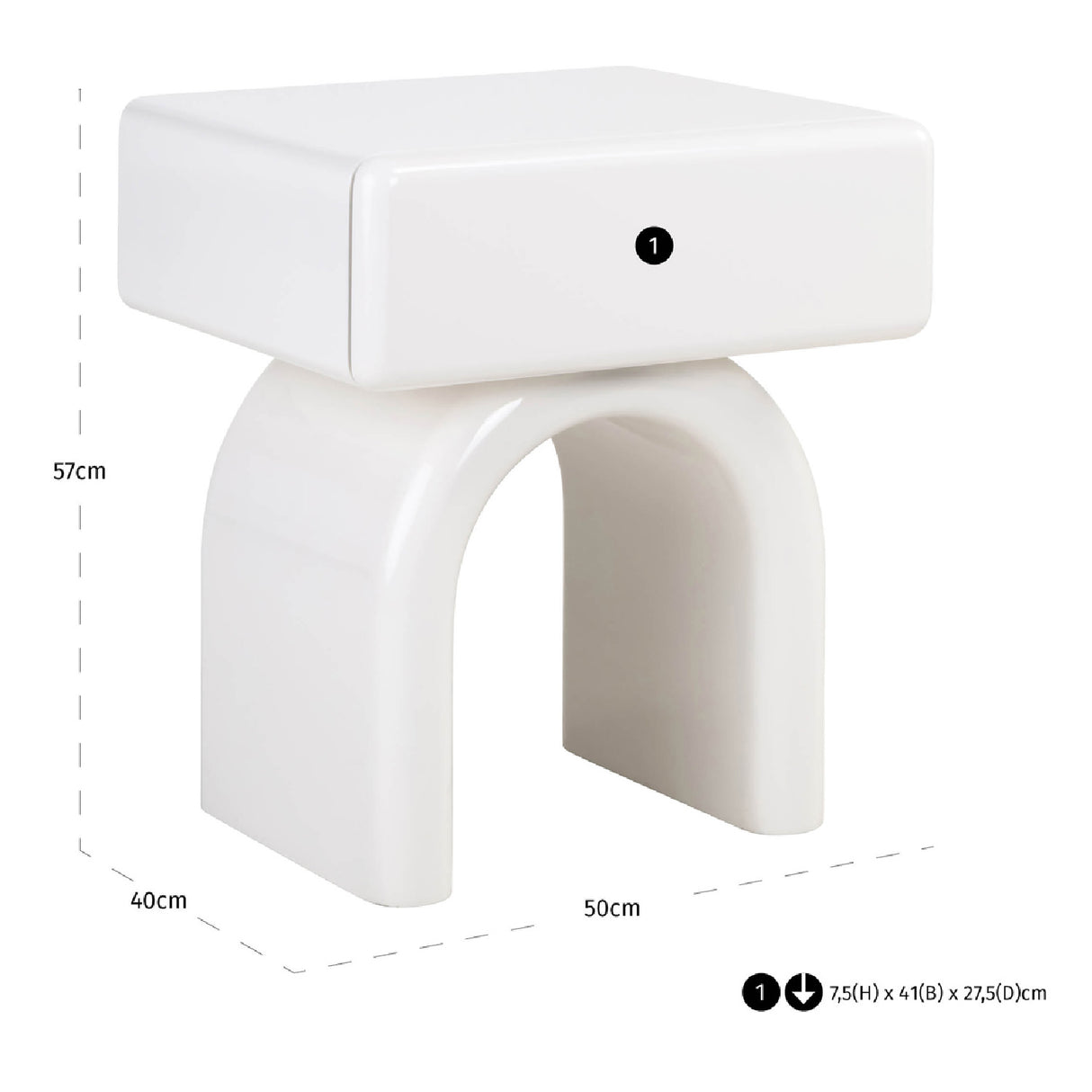 Modern European furniture - Modern Arched 1-Drawer Nightstand - www.oroa.com | Oroa.com