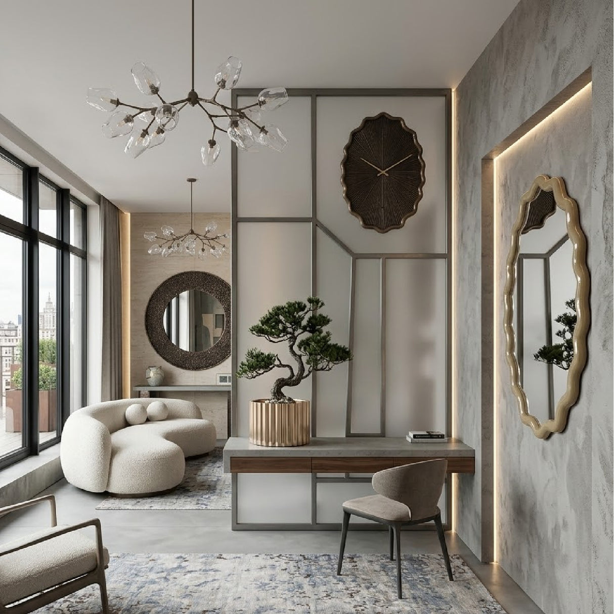Modern European furniture - Gold Wavy Mirror - www.oroa.com | Oroa.com