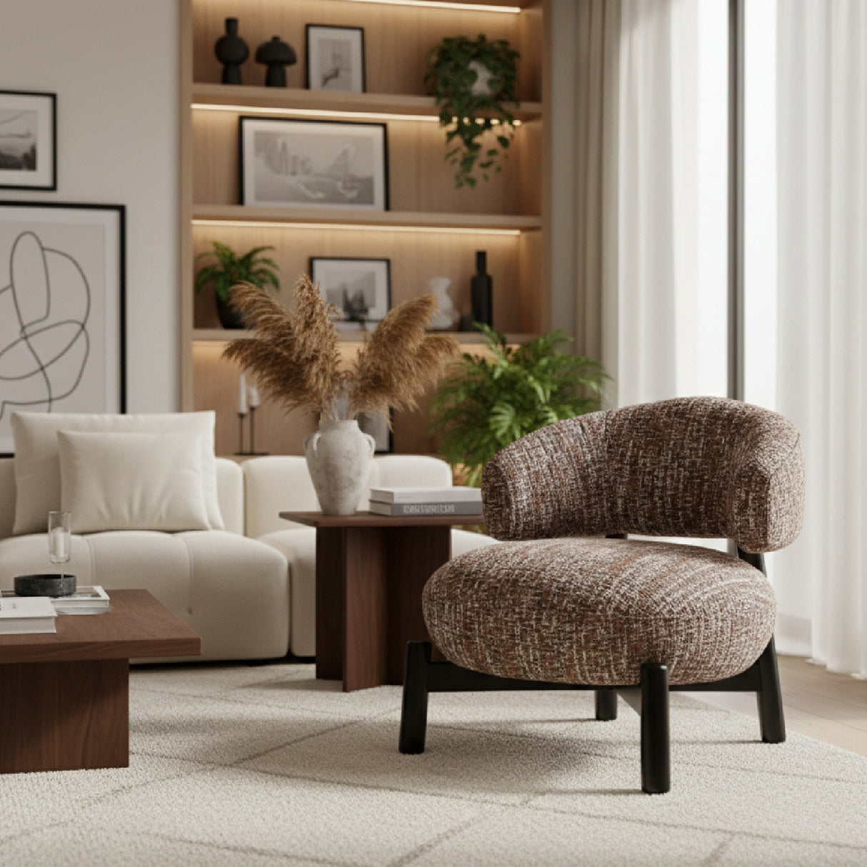 Brown Cushioned Lounge Chair | Oroa.com