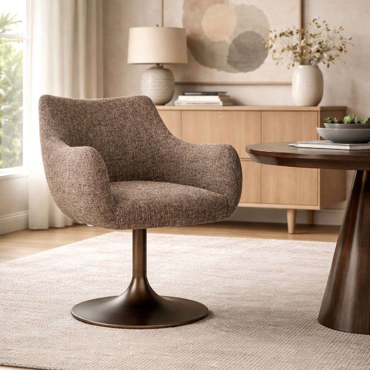 Modern European furniture - Upholstered Dining Swivel Chair - www.oroa.com | Oroa.com