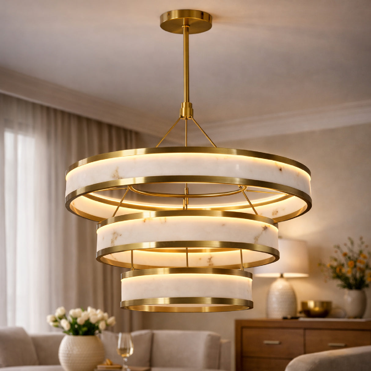 Alabaster Inspired Rings Chandelier | Oroa.com