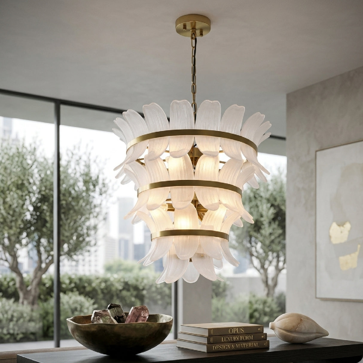 Curved Glass Tiered Chandelier | Oroa.com