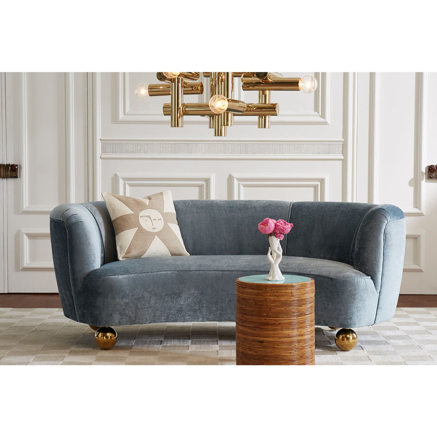 Brass Orb Feet Curved Sofa | Jonathan Adler Parker | Oroa.com