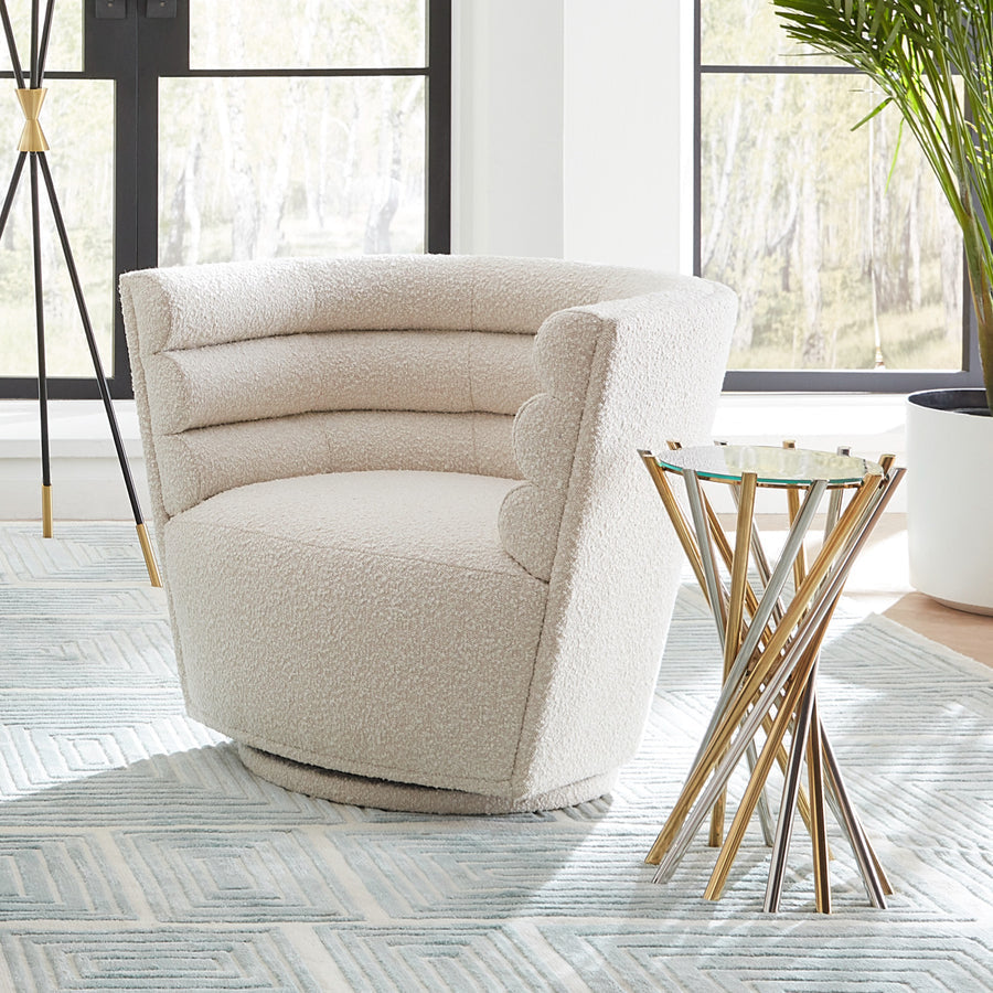 Channeled Bouclé Swivel Club Chair | Jonathan Adler Maxime | Oroa.com
