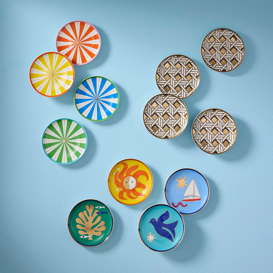 Porcelain Coaster Set (4) | Jonathan Adler Basketweave | Oroa.com