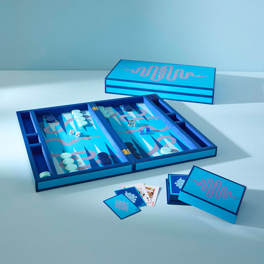 Blue Lacquer Backgammon Set | Jonathan Adler Eden | Oroa.com