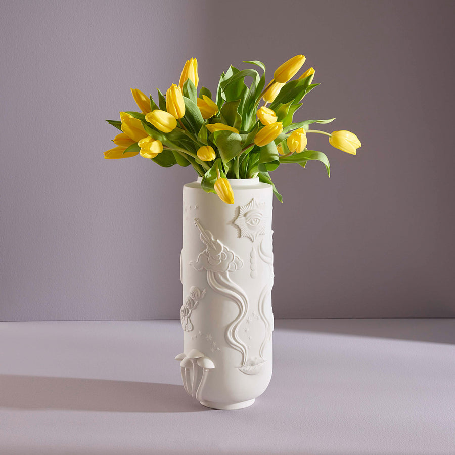 Carved Matte Porcelain Vase | Jonathan Adler Muse Dreamscape | Oroa.com