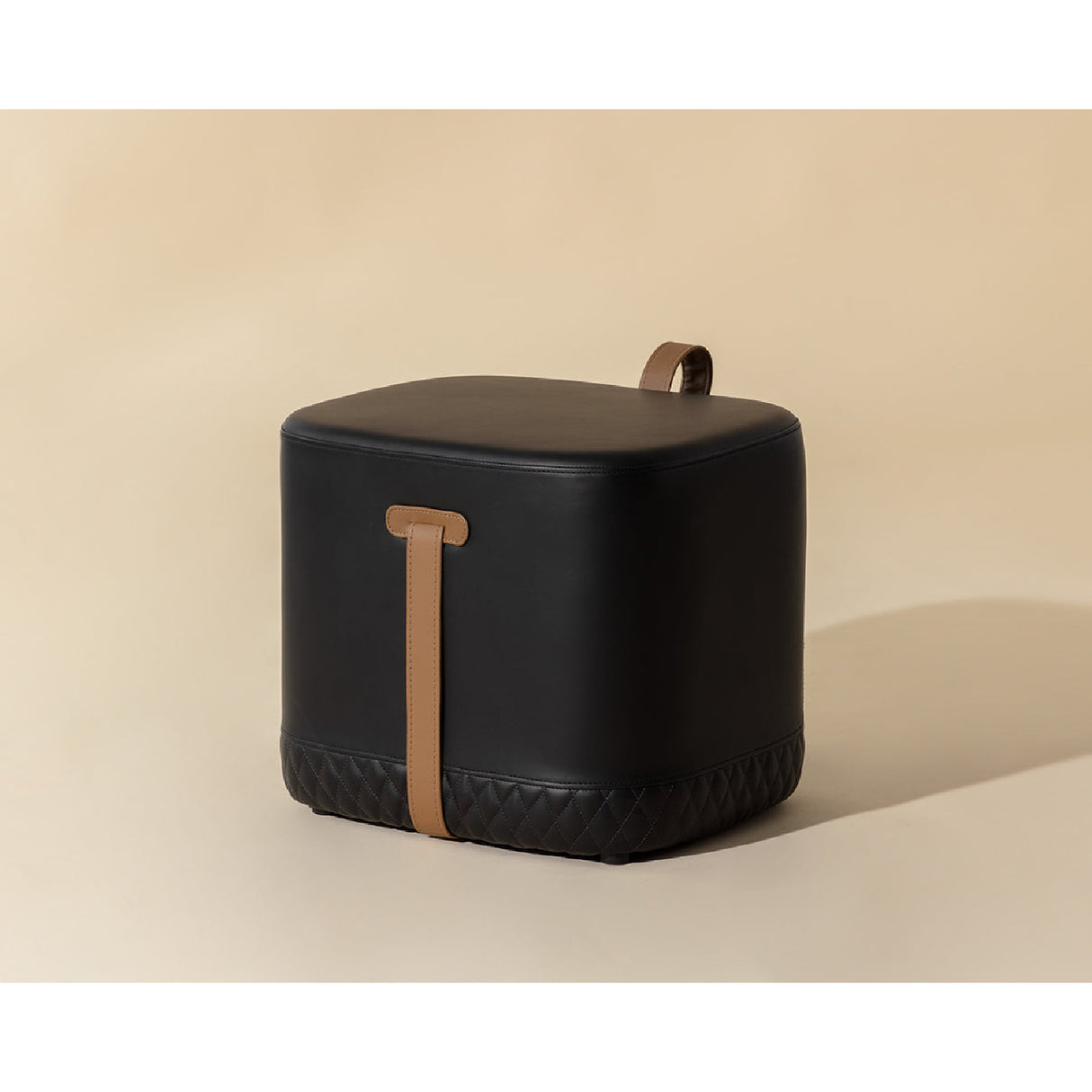 Modern European furniture - Black Leather-Inspired Ottoman - www.oroa.com | Oroa.com