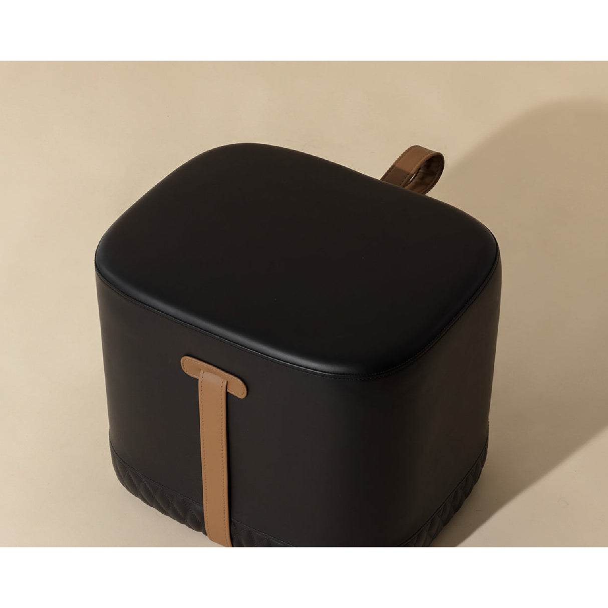 Modern European furniture - Black Leather-Inspired Ottoman - www.oroa.com | Oroa.com