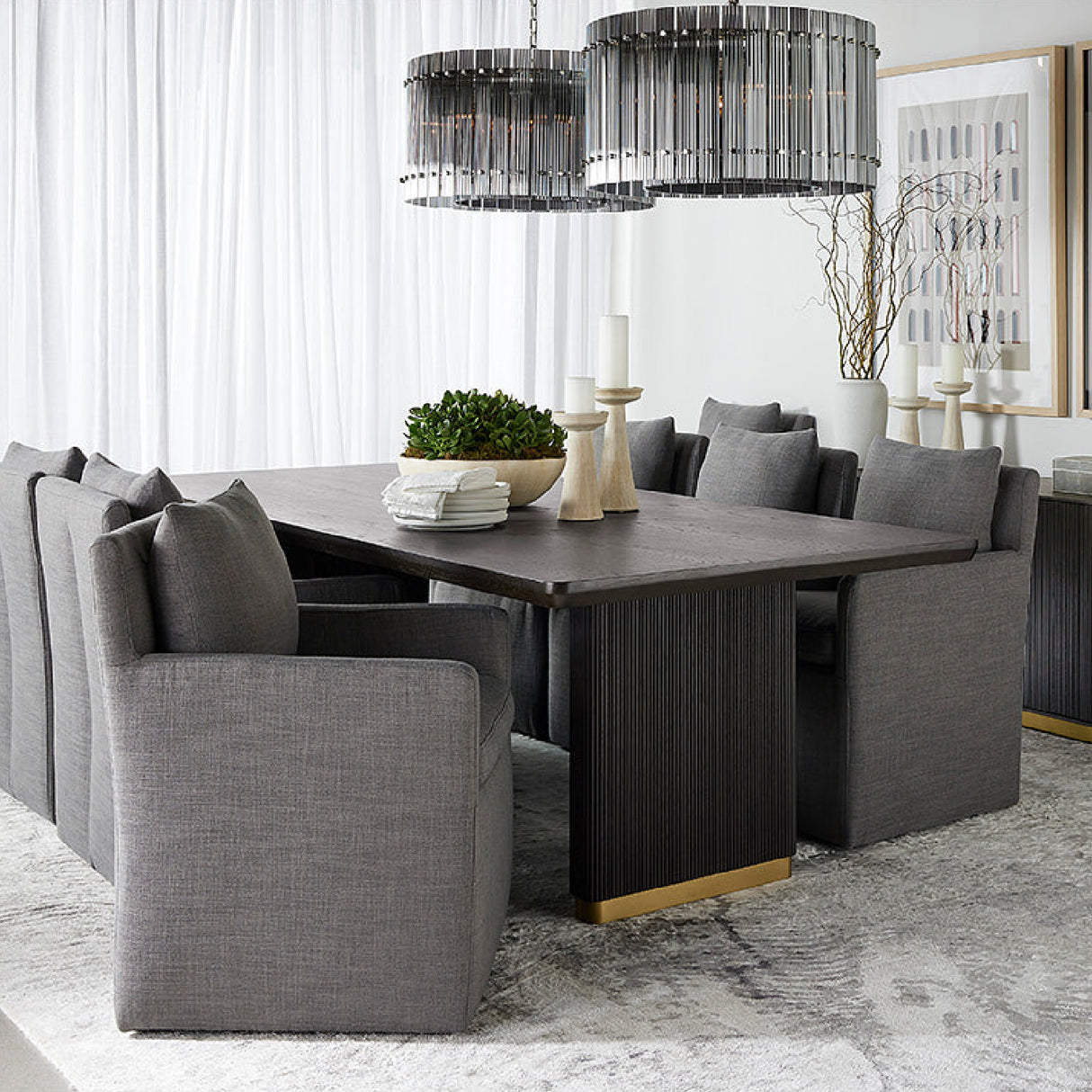 Modern European furniture - Linen Wheeled Dining Chair - www.oroa.com | Oroa.com