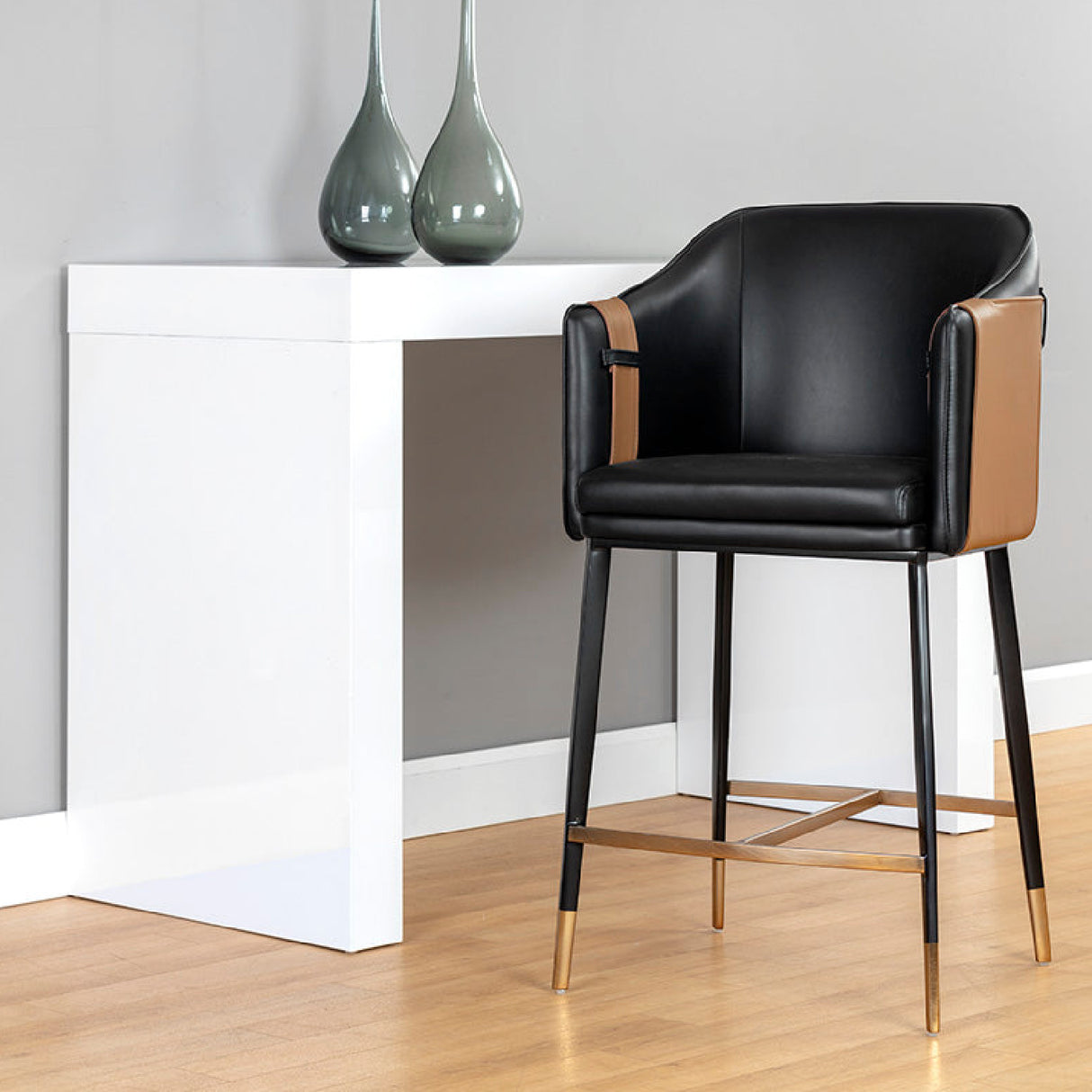 Modern European furniture - Two-Toned Leather Counter Stool - www.oroa.com | Oroa.com