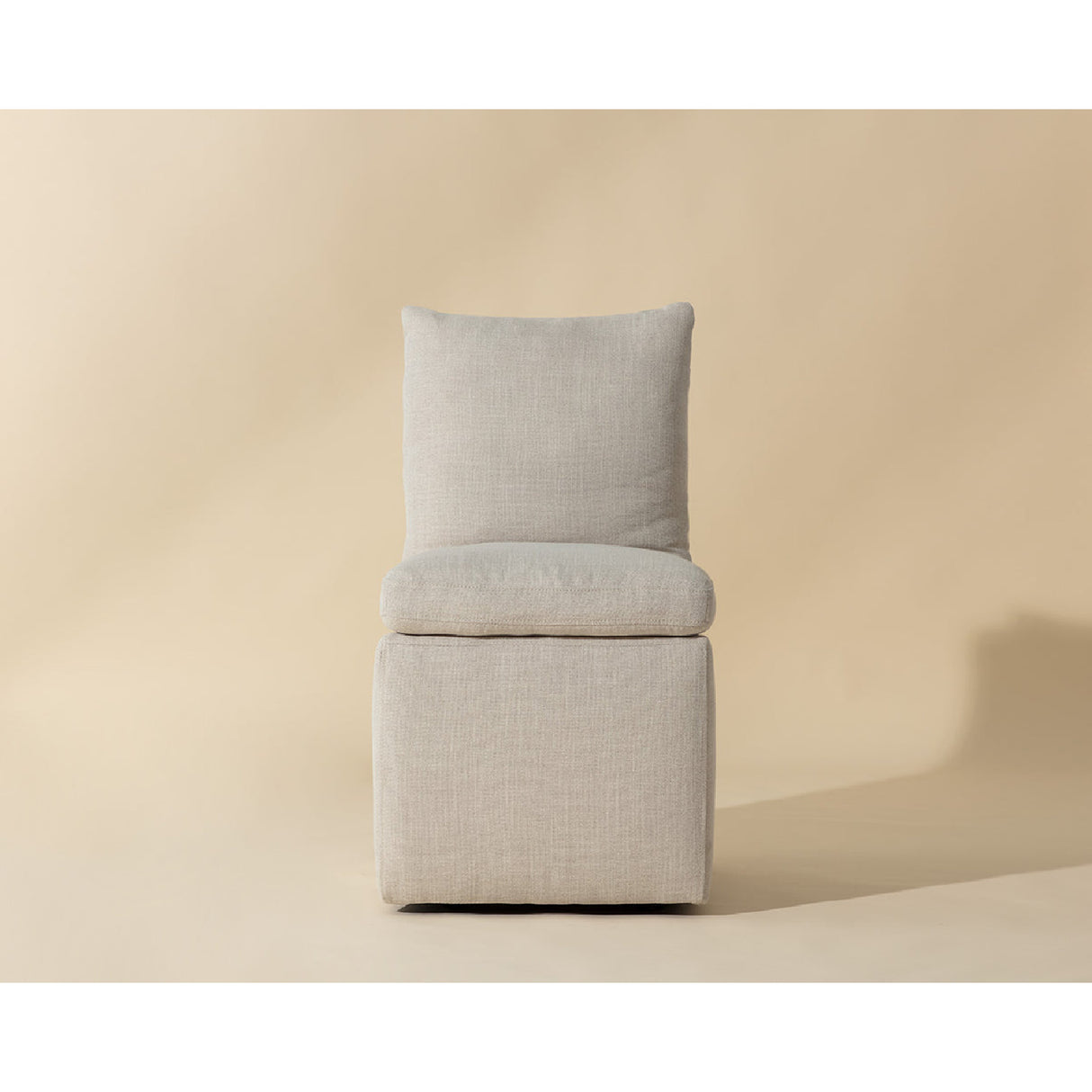 Modern European furniture - White Linen Wheeled Dining Chair - www.oroa.com | Oroa.com